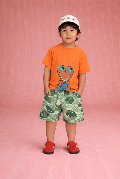 luay Unisex Cotton Red T-Shirt & Short Set: Bold and Comfy Casual Wear for Kids