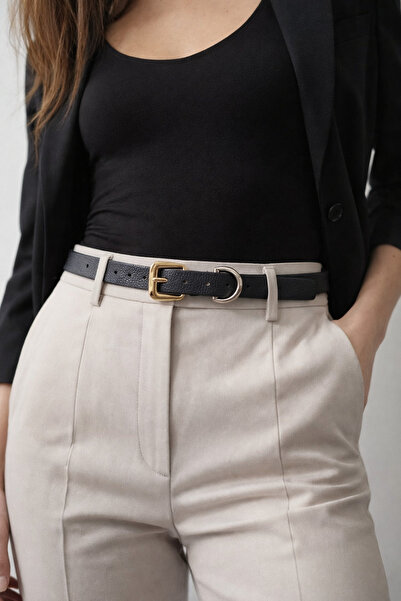 Luminos Butik Square Buckle Black Thin Women's Belt Jacket Belt, Women's Belt...
