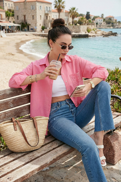 Lela Μακρυμάνικο πουκάμισο με κανονική εφαρμογή με κορδόνια με λεπτομέρεια τσ...