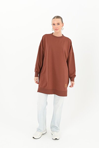 Soul Γυναικείο Ριμπ Σχιστό Λεπτομερές Basic Tunic - 30644TUN - Καφέ