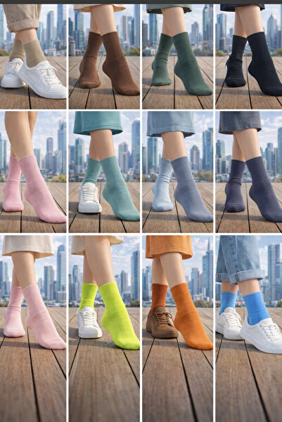 alpaca foot tech 12 ÇİFT RENKLİ KADIN ÇORABI