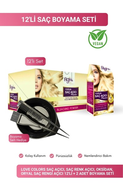 AGISS Love Colors Saç Açıcı, Saç Renk Açıcı, Oksidan, Oryal Saç Rengi Açıcı 1...