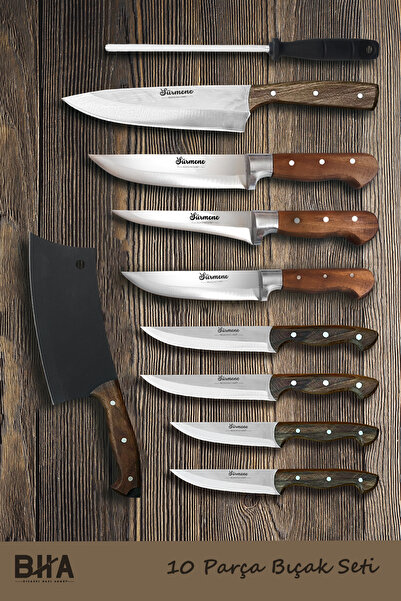 Sürmene Bıçakçı Hacı Ahmet 10 Parça Mutfak Çeyiz Seti Masat Et Sebze Ekmek Ke...