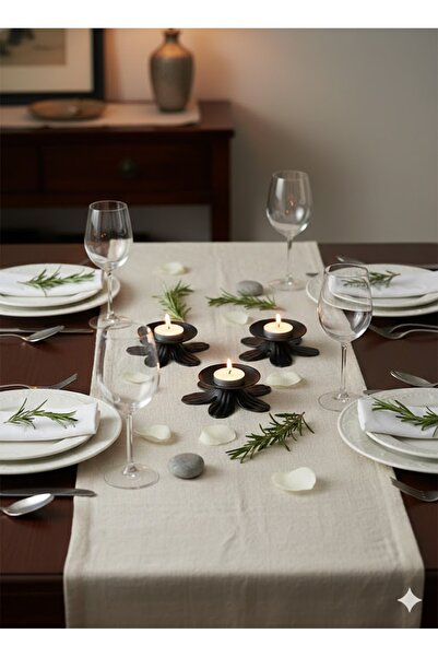 Samsun Demsa Demir Ferforje 3'lü Set Dekoratif Siyah Lotus Ferforje Masaüstü ...