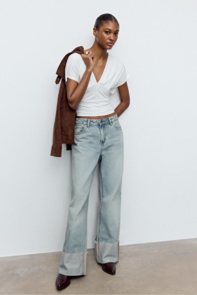 Stradivarius Top with gathered V-neckline