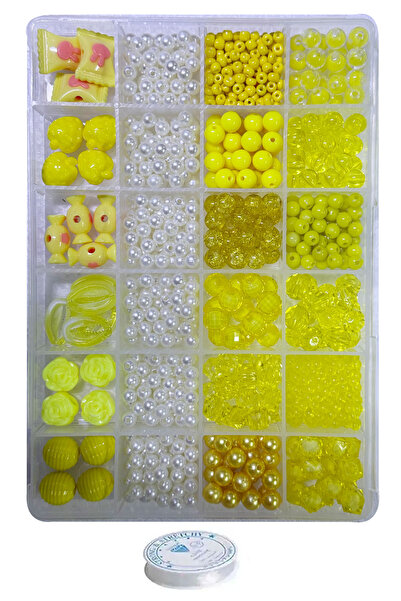 By MO Accessories Çocuklar İçin Sarı Boncuklar ve Figürlerle İnci Boncukla Ta...