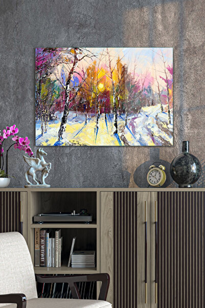 Decovetro Stakleni sto, uljana slika, šumski pejzaž