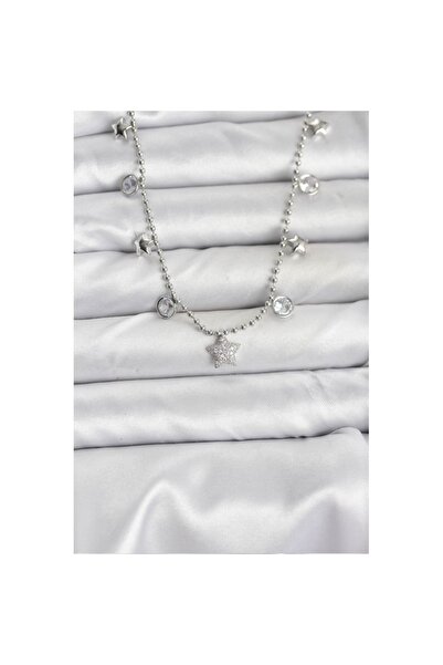 Skygo Brass Silver Color Star Model Women's Necklace - Tj-Bko10650