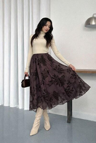 sportiness Dokulu Asimetrik Kesim Tül Etek