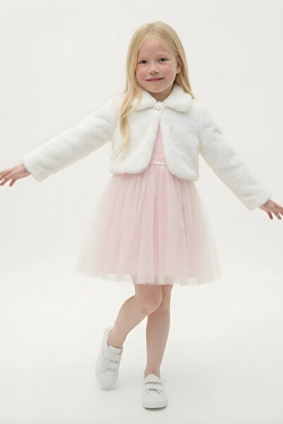 FESSHERA KİDS Jachetă pentru fete Jachetă de pluș Top cu blană albă Palton el...