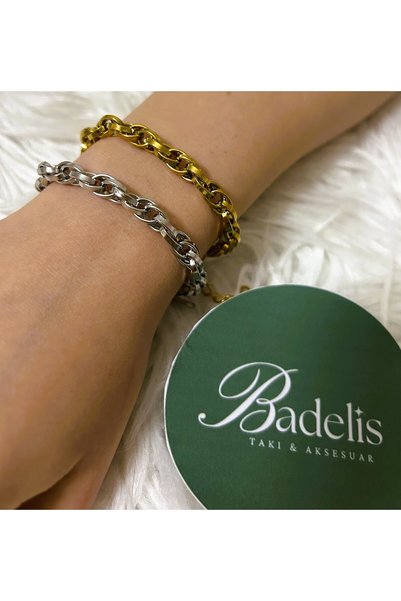 stainles steel ÇELİK GOLD İÇ İÇE GEÇMİŞ HALKA MODEL BİLEKLİK (Kombin Değildir)