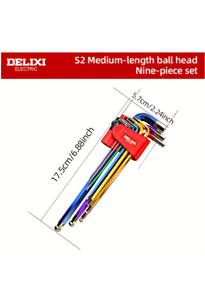 Choice مجموعة مفاتيح سداسية ملونة DHGDNLJYG07، متوسطة/طويلة جدًا، 9 قطع، أدوا...
