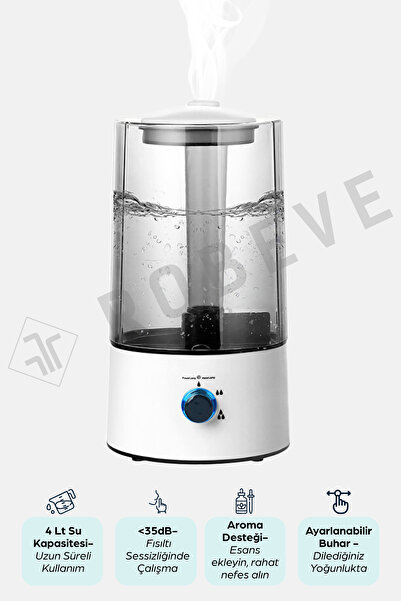 ROBEVE RBH-03 Ultrasonik Hava Nemlendirici 4 Litre Buhar Makinesi Aroma Difüz...