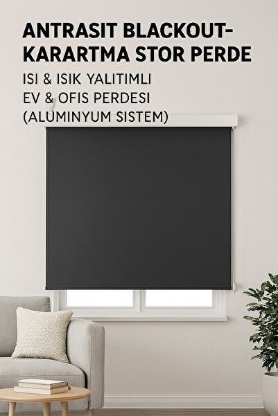 Binbirperde Antrasit Blackout-Karartma Stor Perde Isı&Işık Yalıtımlı Ev&ofis ...