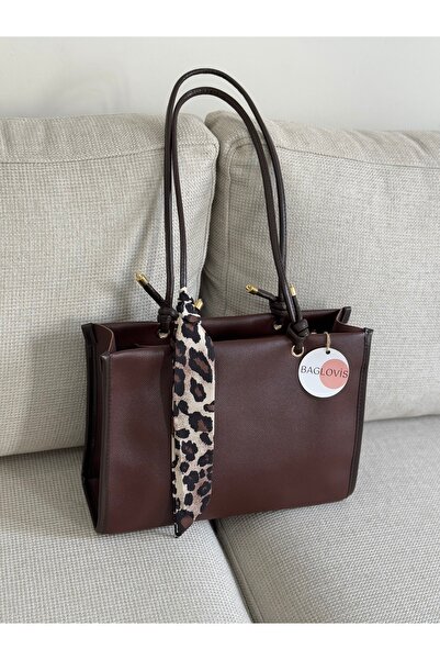 BAGLOVİS حقيبة كتف نسائية باللون البني ذات حجم كبير وتصميم أنيق EN32 BOY24