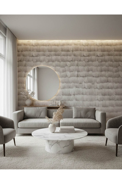 Genel Markalar Bej Hafif Simli Tüy Desen 16 M2 Duvar Kağıdı 452582