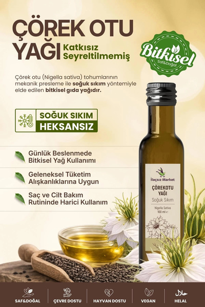 İlaçsız Market Çörek Otu Yağı / 100 ml.