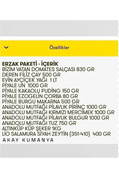 Piyale Ramazan Erzak Yardım Kumanya Kolisi 13 Parça
