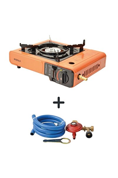 NURGAZ Tekli Portatif Ocak Turuncu+Hortum Dedantör Set