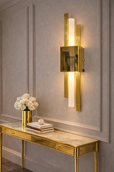 shop Paris Modern Gold Pilli ve Elektrikli Günışığı Ledli Duvar Apliği 1 Adet...