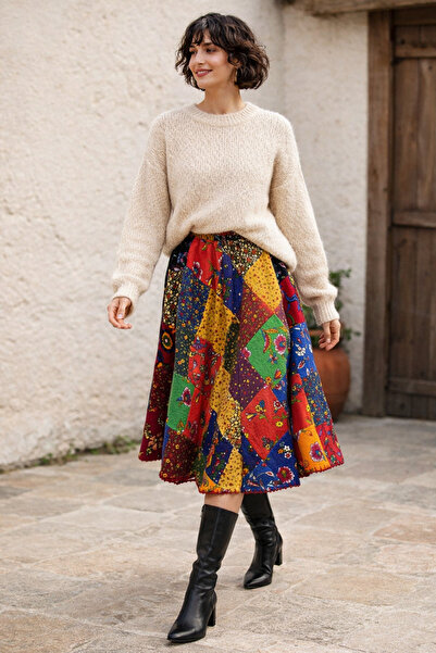 Tosbikotantik Kişiye Özel Tasarım Patchwork Maksi Pazen Etek