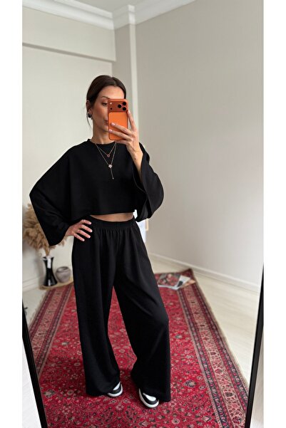 NURCAN KESKİN STORE بدلة رياضية من قماش المودال بتفاصيل أكمام الخفاش قصة فضفا...