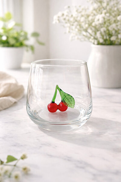 ADAMODART Single Water Glass with Cherry Glass Figure