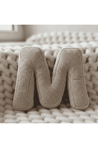 Woodesk Litera, Letter M, Pillow, Throw Pillow, Fiber Filled, Welsoft Fabric,...