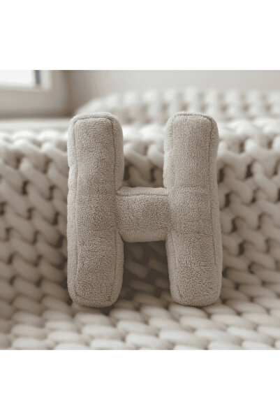 Woodesk Λίτερα, Γράμμα Η, Μαξιλάρι, Μαξιλάρι ριχτάρι, Γεμισμένο με ίνες, Ύφασ...