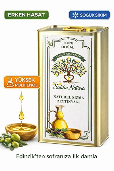 ZEYTİN Saliha Natura Premium Edincik Soğuk Sıkım Erken Hasat Zeytinyağı ( 1 L...