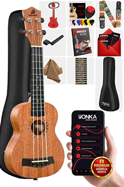 rennes Ukulele soprano RD-21 (Geantă Capo Strap Metod Plectrums)