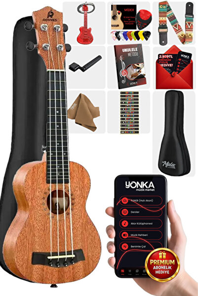 Midex Rennes Rd-24 Concert Ukulele (ÇANTA CAPO ASKI METOD PENA)