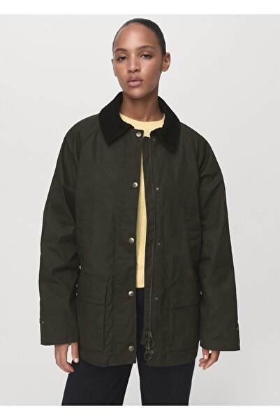 MANGO Woman Kadife yaka pamuklu parka