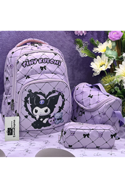 ÇantaExpress Kız Çocuk İlk Okul Çantası 3'lü Set ilkokul Çantası Lila Karakte...