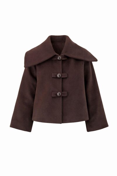 HAZELANNA Kahverengi Kısa Kaşe Ceket