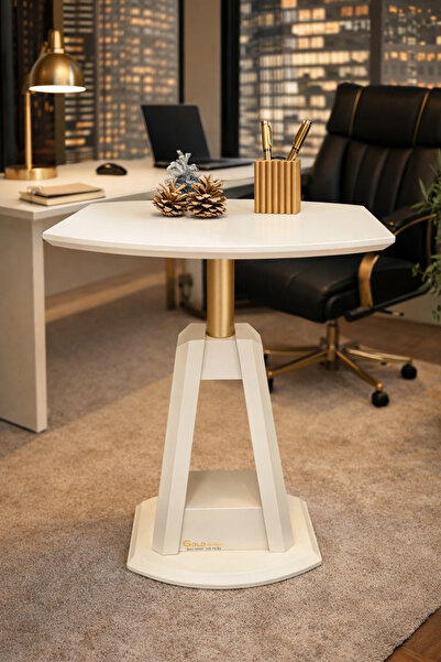 Gold Design VADİ MODEL tekli KREM - GOLD kombinasyonu yan sehpa zigon