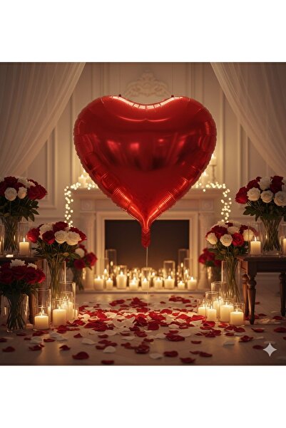 PARTİPORT KIRMIZI BÜYÜK BOY KALP FOLYO BALON 63,İNÇ