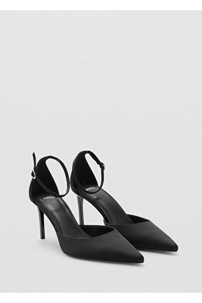 MANGO Woman Saten bilekte bantlı topuklu ayakkabı