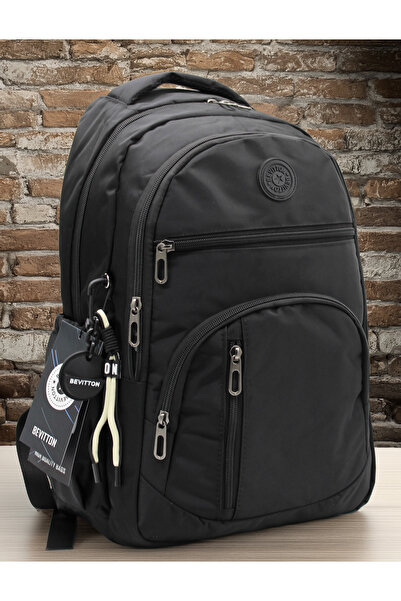 Bevitton Suya Dayanıklı Kumaş Siyah Okul Çantası Unisex Okul Sırt Çantası 1710
