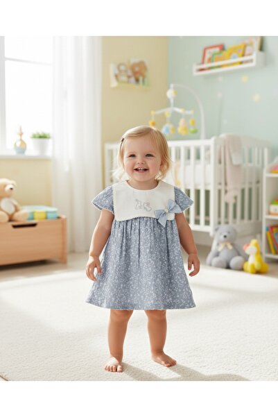 Babydola فستان أطفال من الموسلين بسحاب خلفي