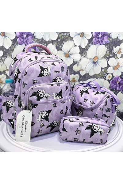 Bevitton Lilac First School Bag for Girl - with Character Patterned Lunch Pen