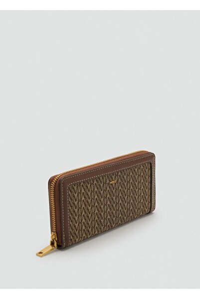 MANGO Woman Büyük boy logo desenli jakar cüzdan