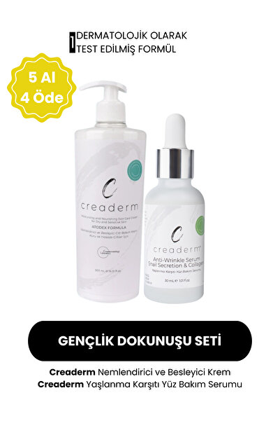 CREADERM Yaşlanma Karşıtı Yüz Bakım Serumu & Atodex Kuru Ve Hassas Ciltler Iç...