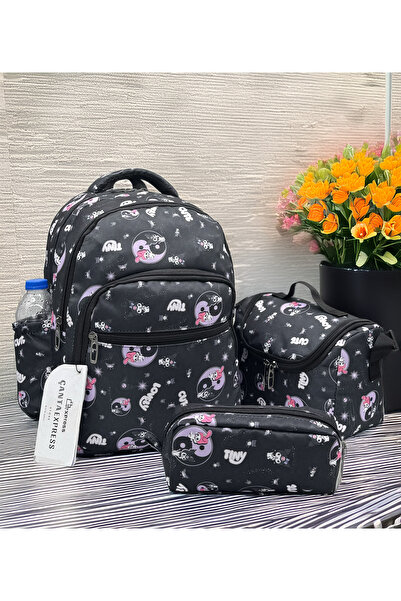 Bevitton Black Primary School Bag for Girl - Character Pattern Pen Holder and...