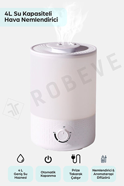 ROBEVE RBH-02 Ultrasonik Hava Nemlendirici Aroma Difüzörü 4 Litre Buhar Makin...