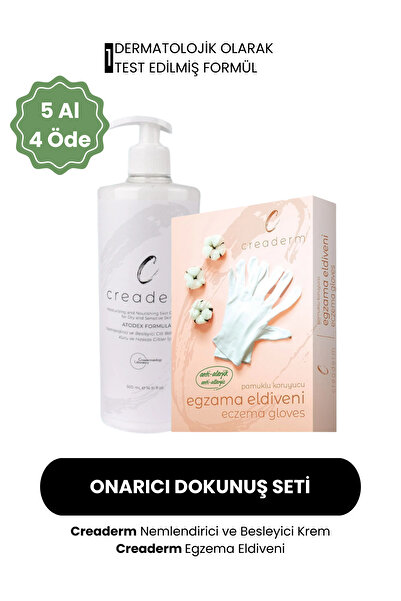 CREADERM Onarıcı Dokunuş Seti (Nemlendirici Bakım Kremi & Pamuklu Koruyucu El...