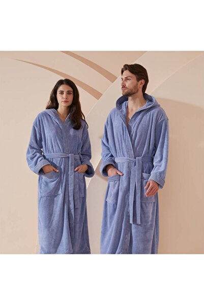 REEFI Modern hooded bathrobe - petrol blue - M