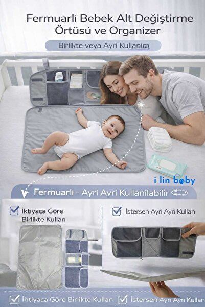 i lin baby Baby Diaper Changing Mat, Liquid-Proof Changing Mat, Baby Organize...