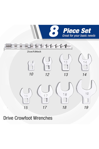 Choice مجموعة مفاتيح ربط مترية/إمبراطورية بمقبض 3/8 بوصة على شكل قدم الغراب ل...