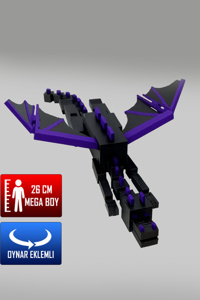 YAGLİZ Minecraft Ender Dragon Figürü 26 CM Ejderha Tüm Eklemleri Hareketli Oy...